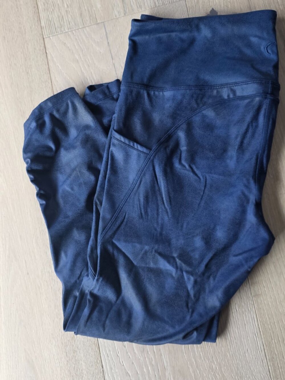 ZYIA Active Distressed Blue Ankle Cinch Hi-Rise Leggings